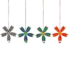 Handmade Wooden Flower Christmas Hanging for Home Decor - Green, Black, Red, Blue